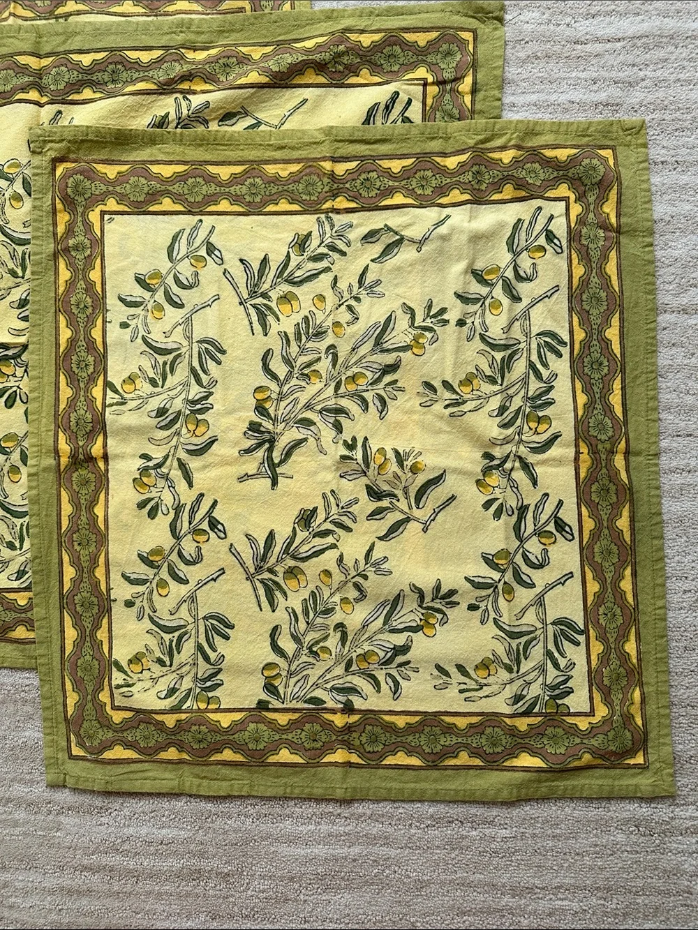 Set of 4 Couleur Nature Olive Tree Napkins Yellow/Green Designed by Bruno Lamy